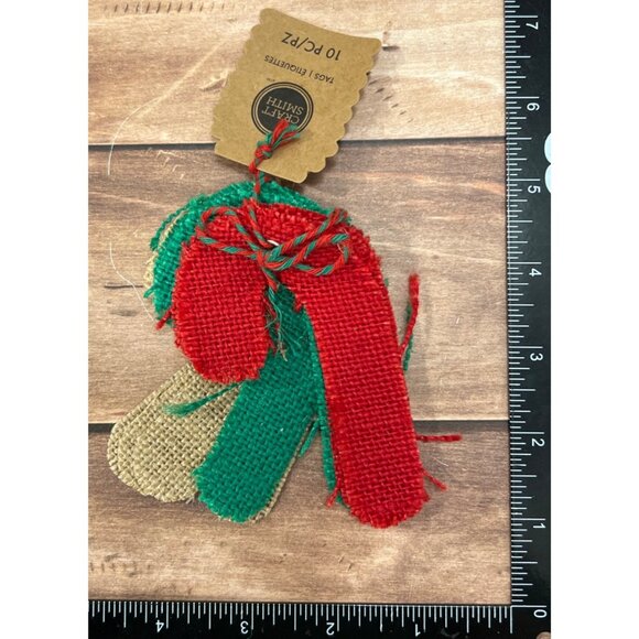 Craft Smith Burlap Candy Cane Tags 10 Pc Set - Red & Green MSEQ164 - Picture 1 of 4